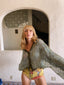 Vintage Inspired LEBOUDIOR Handknit Green Cardigan