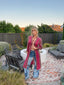 70s Vintage Mary Farrin London Knit Duster | Handcrafted Fuchsia & Cocoa Mohair Cardigan Cape