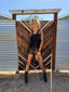 90s Vintage ROGIANI Netted Macramé Beaded Black Mesh Duster y2k