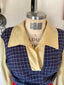 70s Vintage Paul Maris San Francisco Knit Polo | Mod Plaid Color Block Cropped Sweater