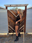90s Vintage ROGIANI Netted Macramé Beaded Black Mesh Duster y2k