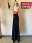 70s Vintage Lilli Diamond Black + Orange High Waist Suspender Wide Leg Palazzo Pants