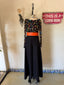 70s Vintage Lilli Diamond Black + Orange High Waist Suspender Wide Leg Palazzo Pants