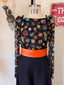90s Vintage Escada Sheer Mesh Graphic Print Top