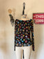 90s Vintage Escada Sheer Mesh Graphic Print Top