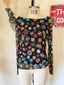 90s Vintage Escada Sheer Mesh Graphic Print Top