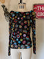 90s Vintage Escada Sheer Mesh Graphic Print Top
