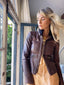 90s Vintage GUCCI Brown Leather Bomber Shearing Moto Jacket