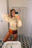 90s Vintage Sonia Rykiel Tie Neck Cropped Knit Sweater | Balloon Sleeve Pullover