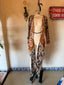 70s Vintage Sheer Tribal Print Waterfall Blouse | Brown Tie Front Boho Top