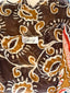 70s Vintage Sheer Tribal Print Waterfall Blouse | Brown Tie Front Boho Top