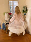 60s Vintage Pink Swiss Dot Sheer Puff Sleeve Robe Romantic Lingerie Ruffle Trim Peignoir