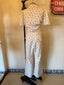 40s Vintage Floral Rayon Lounge Set | Purple Floral Pajama Pant and Blouse Two Piece Set