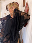 20s Antique Vintage Sheer Black Lace Cape | Edwardian Silk Chiffon Evening Cape