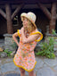 60s Vintage Pink Floral Terry Cloth Mini Dress | Fringe Beach Cover Up