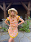 60s Vintage Pink Floral Terry Cloth Mini Dress | Fringe Beach Cover Up