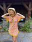60s Vintage Pink Floral Terry Cloth Mini Dress | Fringe Beach Cover Up