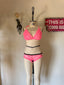 60s Vintage Bubblegum Pink Sheer Peignoir Bralette & Panty Set | Three Piece Lingerie Ensemble