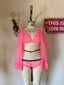 60s Vintage Bubblegum Pink Sheer Peignoir Bralette & Panty Set | Three Piece Lingerie Ensemble