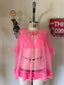 60s Vintage Bubblegum Pink Sheer Peignoir Bralette & Panty Set | Three Piece Lingerie Ensemble