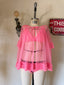 60s Vintage Bubblegum Pink Sheer Peignoir Bralette & Panty Set | Three Piece Lingerie Ensemble