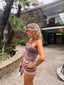 Contemporary Farradas Knits Rainbow Crochet Mini Dress | Handmade Neon Open Knit Resort Dress