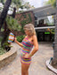 Contemporary Farradas Knits Rainbow Crochet Mini Dress | Handmade Neon Open Knit Resort Dress