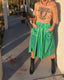 Rare 80s Vintage Chilly Green Celestial Corset Waist Statement Midi Skirt