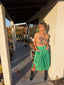 Rare 80s Vintage Chilly Green Celestial Corset Waist Statement Midi Skirt