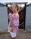 80s Vintage Paula Sweet Muslin Mink Pastel Patchwork Fringe Cardigan | Shag Ribbon Sweater
