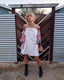 80s Vintage Paula Sweet Muslin Mink Pastel Patchwork Fringe Cardigan | Shag Ribbon Sweater