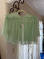 50s Vintage Seafoam Chiffon Bed Jacket | Sheer Pleated Ruffle Capelet