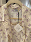 40s Vintage Floral Rayon Lounge Set | Purple Floral Pajama Pant and Blouse Two Piece Set