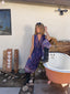 70s Vintage Indian Cotton Floral Jumpsuit | Purple Bohemian Wide Leg Romper