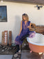 70s Vintage Indian Cotton Floral Jumpsuit | Purple Bohemian Wide Leg Romper