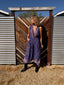 70s Vintage Indian Cotton Floral Jumpsuit | Purple Bohemian Wide Leg Romper