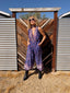 70s Vintage Indian Cotton Floral Jumpsuit | Purple Bohemian Wide Leg Romper