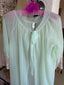50s Vintage Sheer Mint Green Peignoir Robe | Lace Trim Chiffon Duster