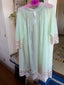 50s Vintage Sheer Mint Green Peignoir Robe | Lace Trim Chiffon Duster