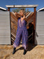 70s Vintage Indian Cotton Floral Jumpsuit | Purple Bohemian Wide Leg Romper
