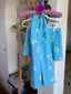 60s Vintage Mod Daisy Swiss Dot Playsuit Set | Retro Blue Halter Shorts Set