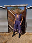 70s Vintage Indian Cotton Floral Jumpsuit | Purple Bohemian Wide Leg Romper