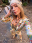 70s Vintage Floral Palazzo Set | Romantic Garden Print Two Piece Ensemble