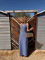 70s Vintage Mr. Boots Studded Denim Halter Maxi Dress