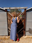 70s Vintage Mr. Boots Studded Denim Halter Maxi Dress