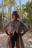 80s Vintage Neiman Marcus Nautical Stripe Caftan | Oversized Resort Tunic Dress