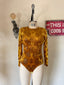 90s Vintage Gianni Versace Velvet Bodysuit | y2k Gold Burnout Animal Print Top