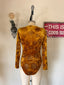 90s Vintage Gianni Versace Velvet Bodysuit | y2k Gold Burnout Animal Print Top