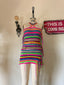 Contemporary Farradas Knits Rainbow Crochet Mini Dress | Handmade Neon Open Knit Resort Dress
