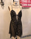 90s Vintage Bob Mackie Black Velvet Burnout Sheer Slip Dress